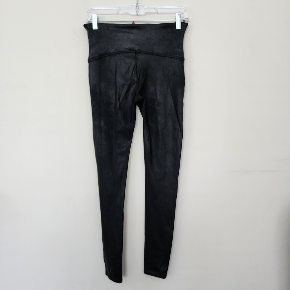 Spanx Faux Leather Leggings Black High Waisted Shaper Pants Large L/G